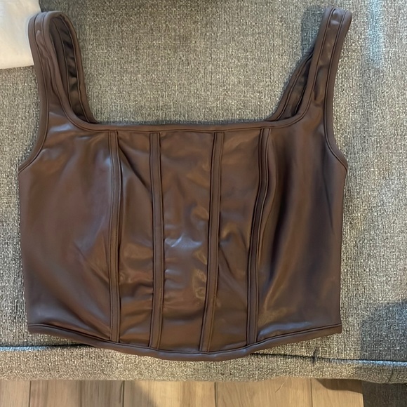 Gianni Bini Brown Leather Top - Picture 1 of 3